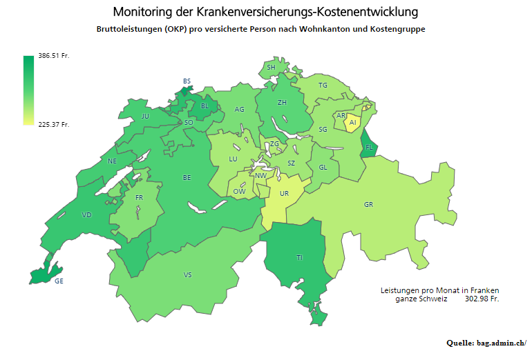 Monitoring der Krankenversicherungs-Kostenentwicklung-Leistungen pro Versicherten in Franken